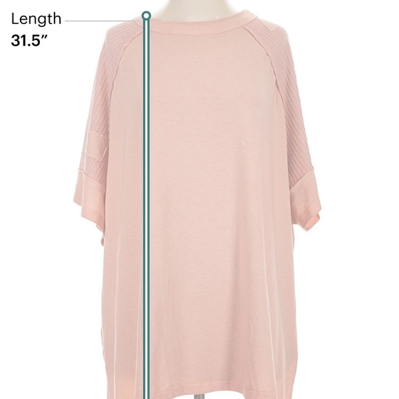 POL Peachy Coral Oversized Waffle-Knit Sleeves Tunic - Picture 5 of 7